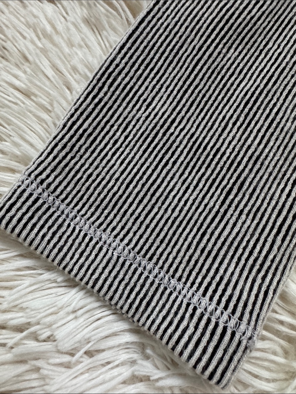 Bucket List Ribbed Crewneck Henley LS Top ๐ Black & White - Picture 8 of 13